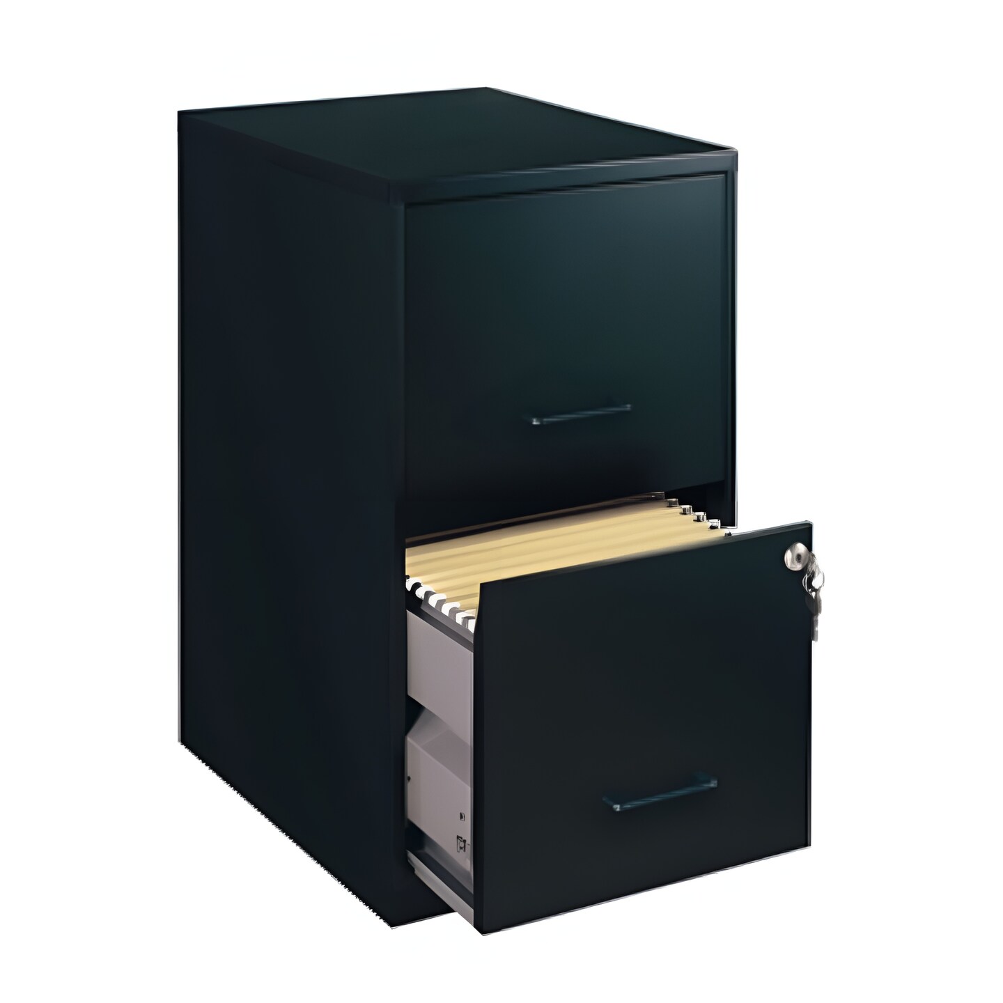 Black Metal 2-Drawer Vertical Filing Cabinet with Lockable Drawers