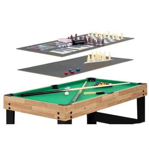 Natural Black Wood and Plastic 10-in-1 Combo Game Table Set for Family Fun