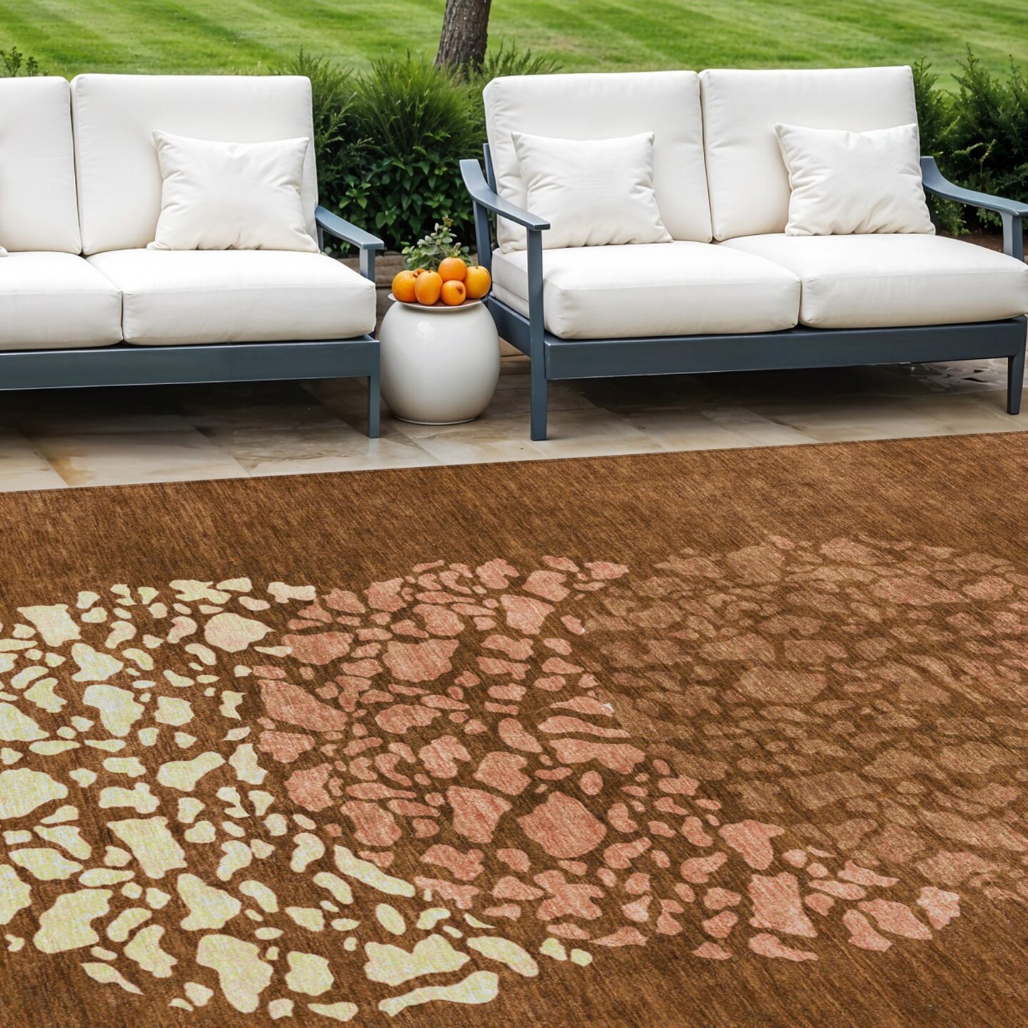 Edge Collections - 10' x 14' - Orange - Modern Abstract Indoor Outdoor Area Rug - 1 Piece