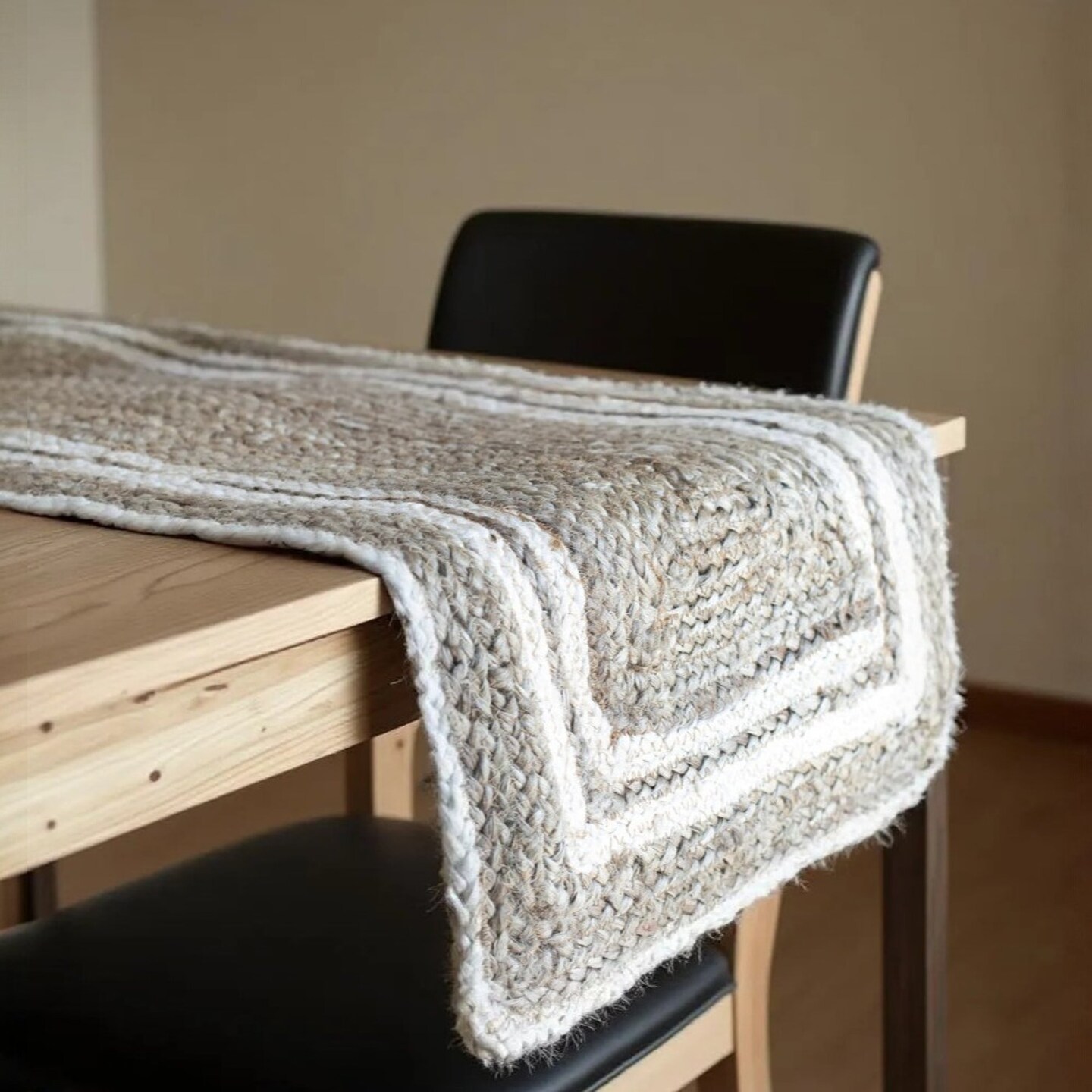 Edge Collections - 80" - Brown - Handcrafted Geometric Jute Table Runner - 1 Piece