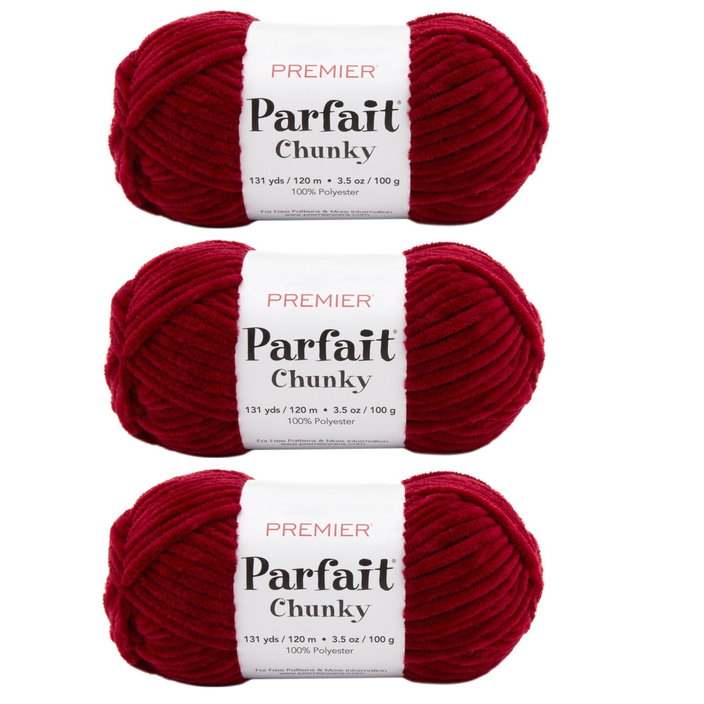 Multipack of 3 - Premier Parfait Chunky Yarn-Ruby