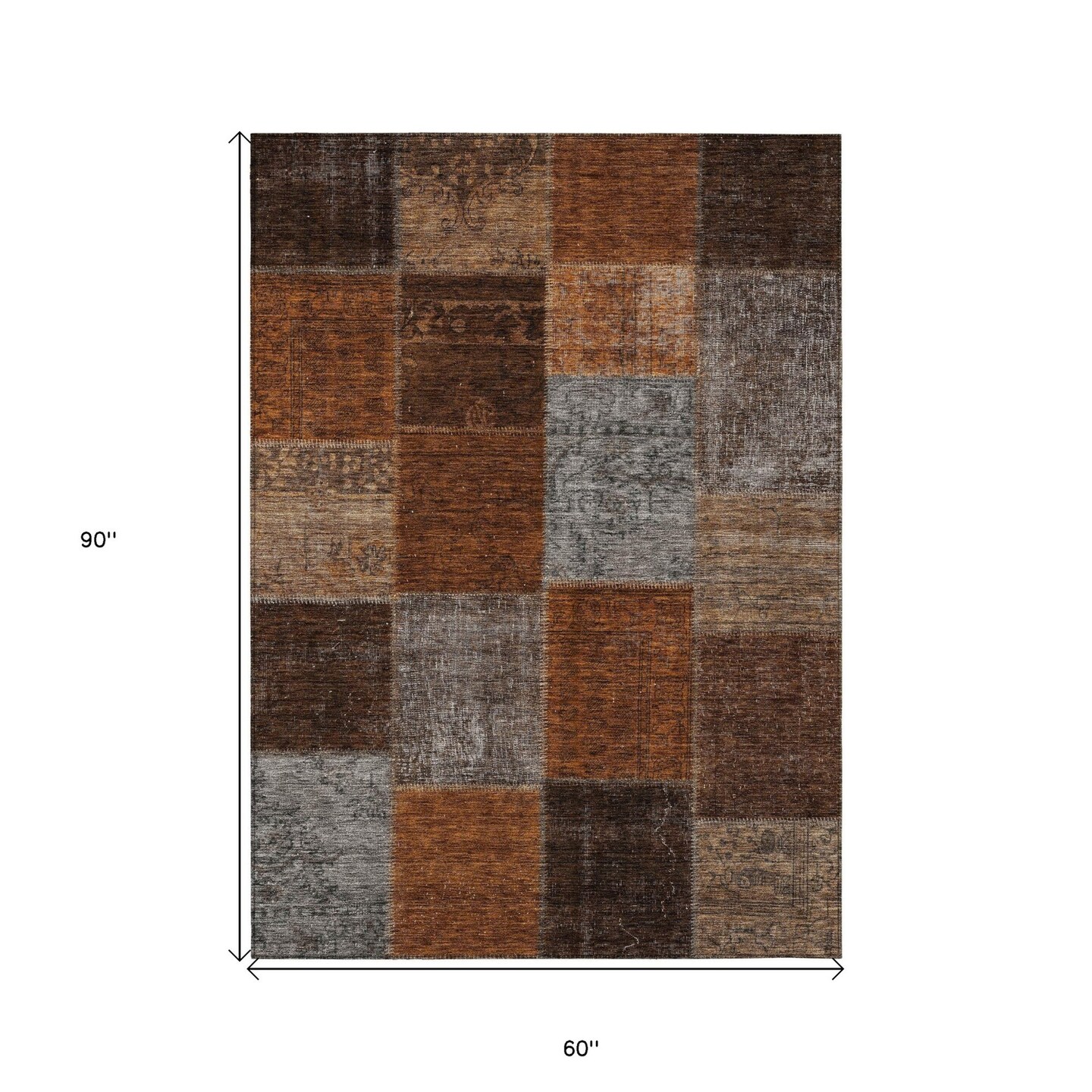 Edge Collections - 5' x 8' - Brown - Versatile Patchwork Area Rug for Indoor and Outdoor Use - 1 Piece