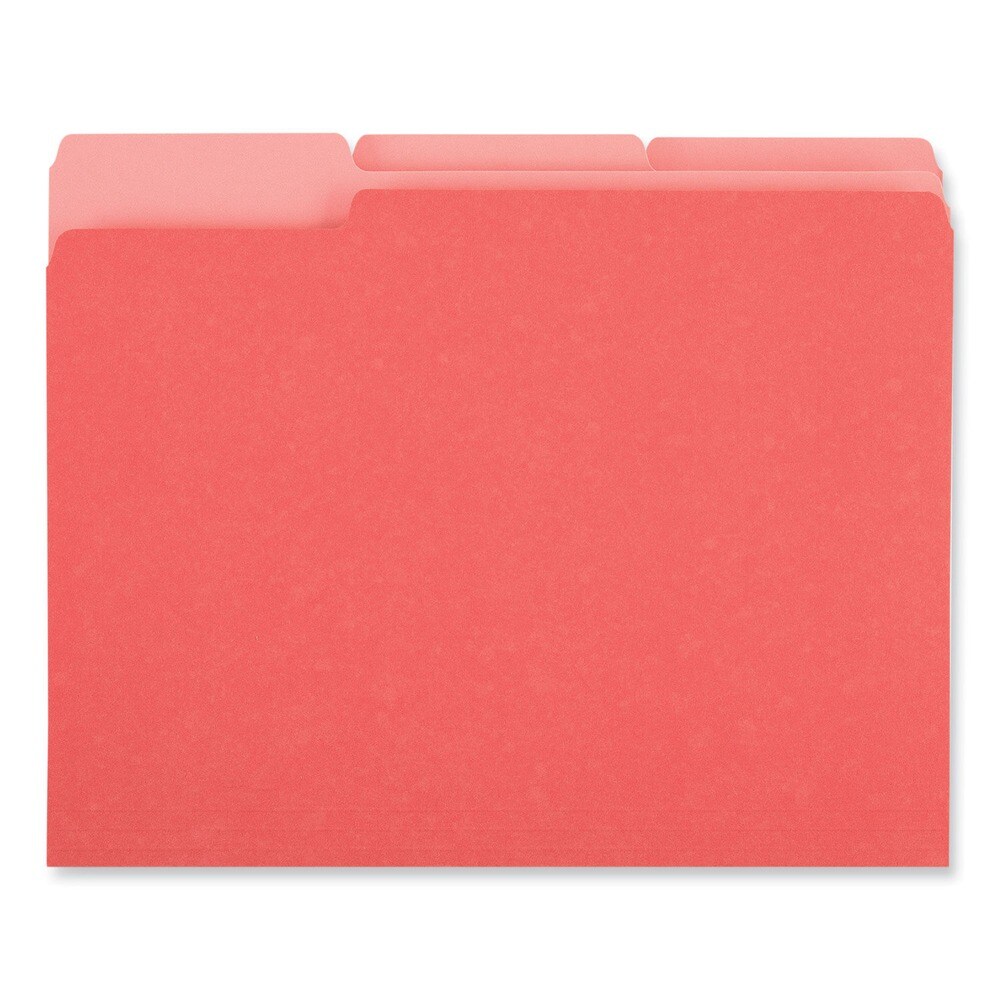 Universal 1/3-Cut Tabs Deluxe Colored Top Tab File Folders - Letter Size, Red/Light Red (100/Box)