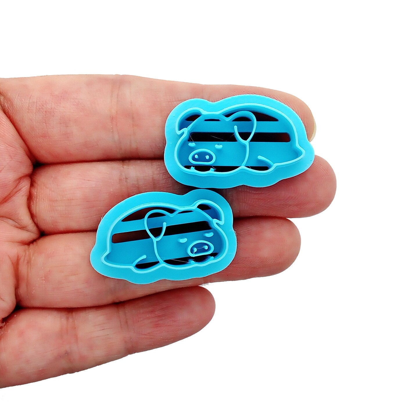 Cute Sleeping Pig Clay Cutters for Earrings, 2 pc, Adorabilities