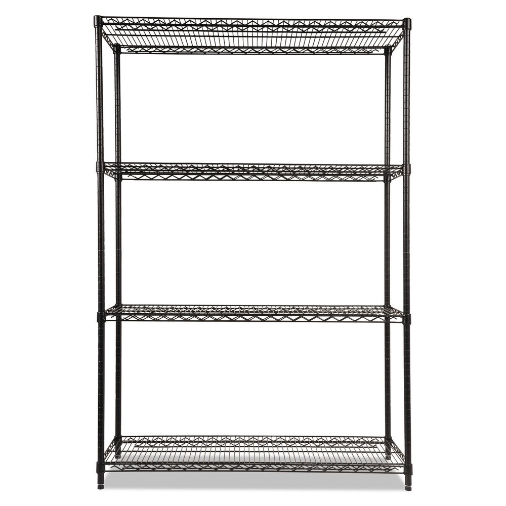Alera NSF Certified Industrial 48 in. x 18 in. x 72 in. 4-Shelf Wire Shelving Starter Kit - Black