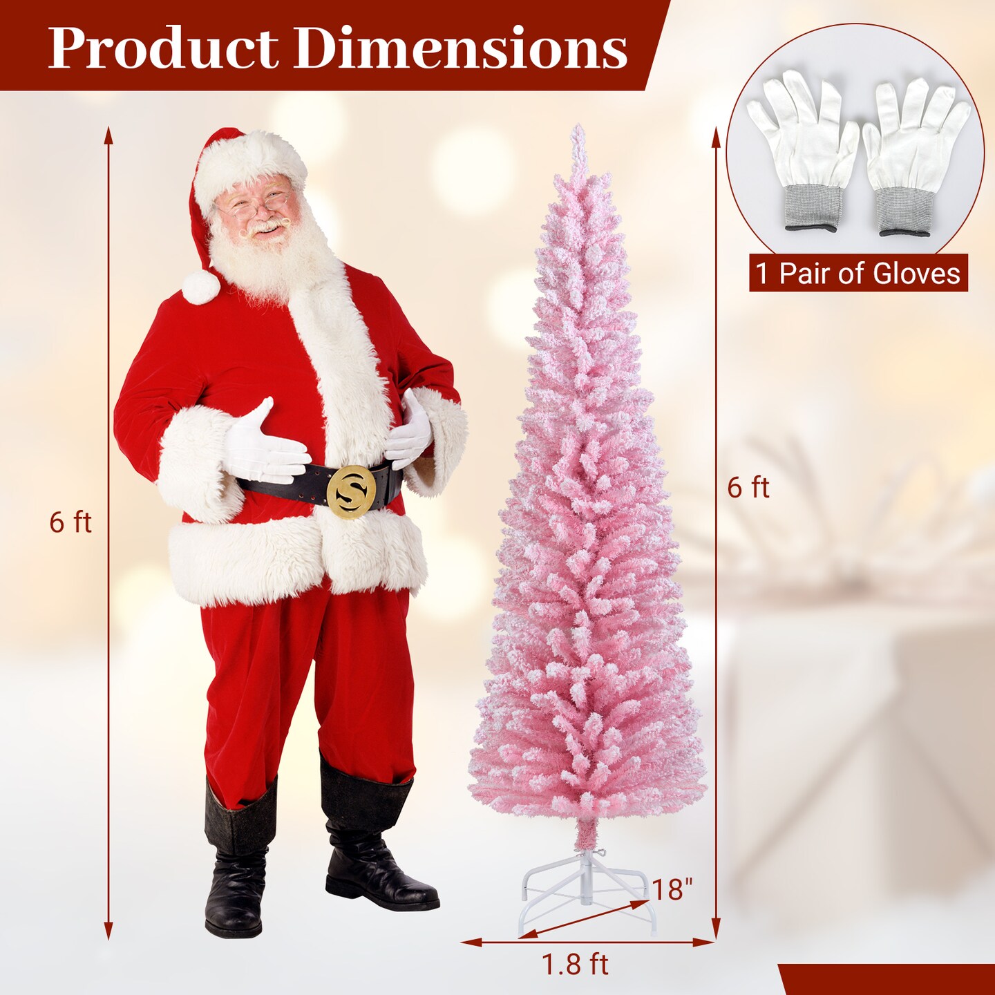 Pink PVC and Metal 6 ft Artificial Christmas Tree with 460 Flocked Tips