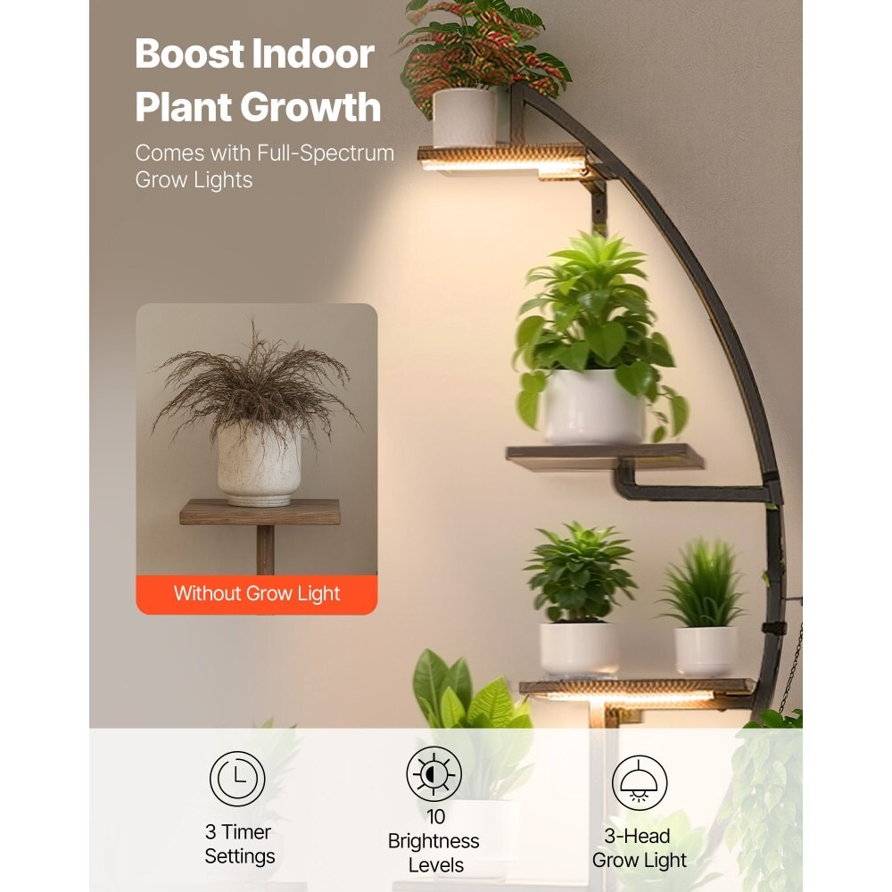 7-Tier Indoor Plant Stand 2 Pack with LED Grow Lights and Adjustable Timer and Brightness