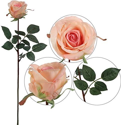 4pc 30" Pink Silk Rose Buds – Realistic Flowers for Bouquets & Decor