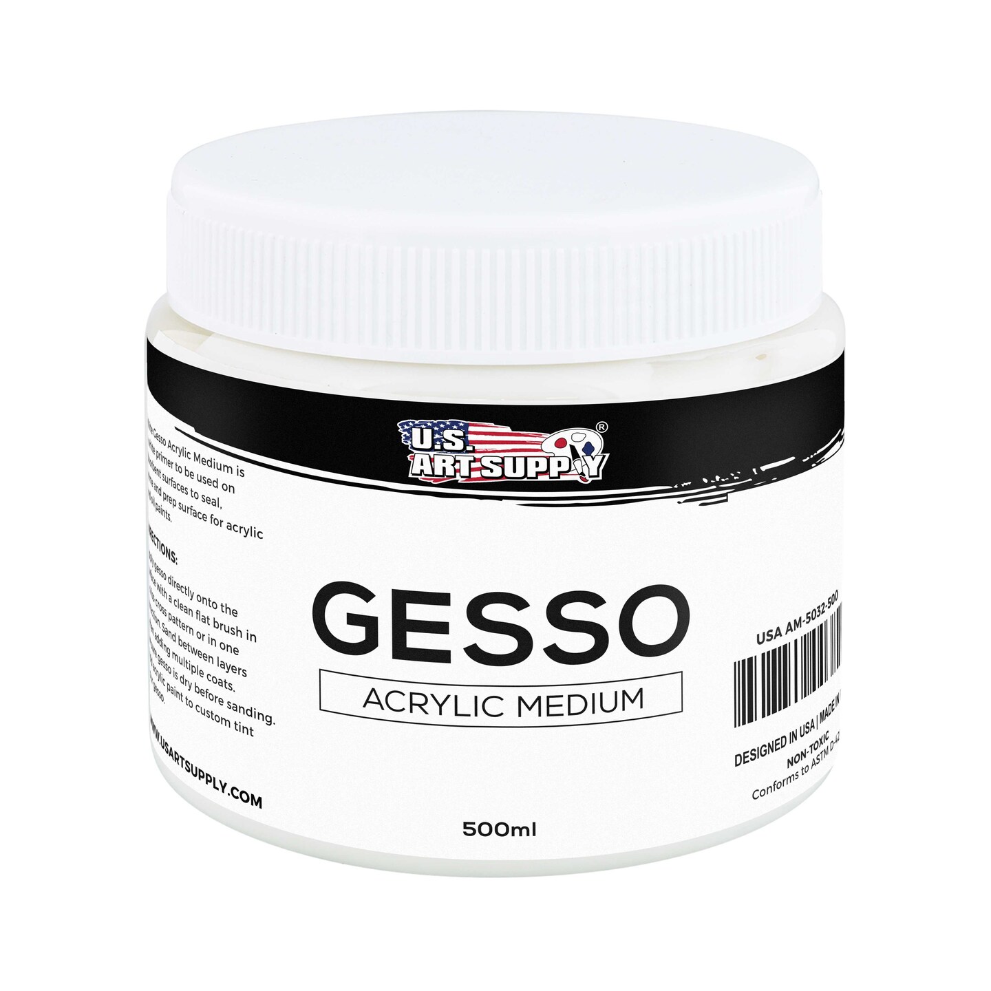 White Gesso Primer - 16.9oz (500ml) for Oil &#x26; Acrylic Paint - Superior Coverage, Canvas Prep, Mixable White Gesso Paint Artists