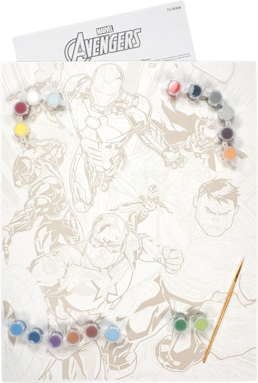 PaintWorks Marvel Avengers Paint by Numbers for Adults and Kids, Finished Project 16" x 20", Multicolor 21 Piece