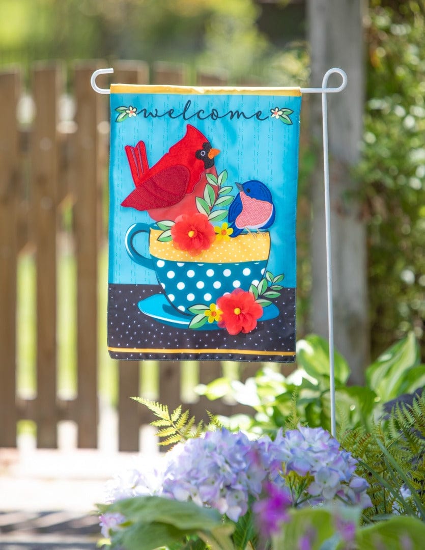 Songbirds Welcome Garden Flag Applique 2 Sided