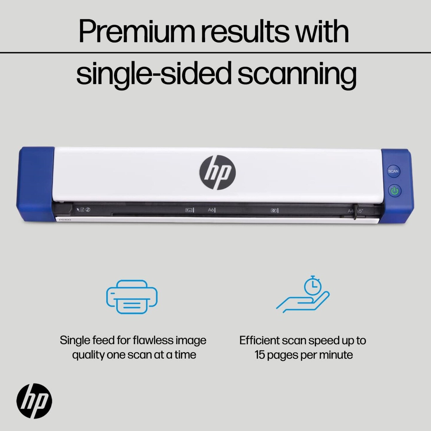 HP Portable Document Scanner, Compact USB Receipt Scanner for Laptop, PC & Mac, Model HPPS100