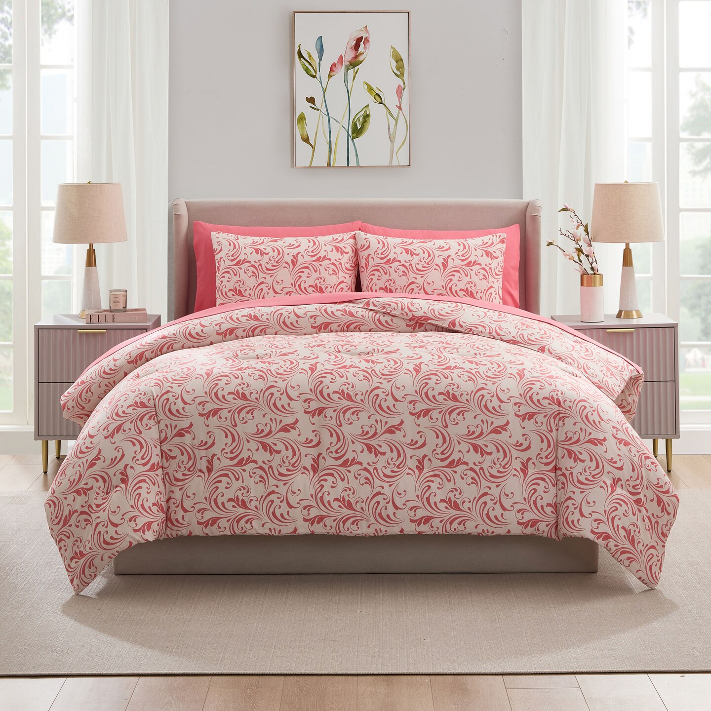 Nestl 7 Pc Biomorphic Design Full Comforter Sets with Sheets