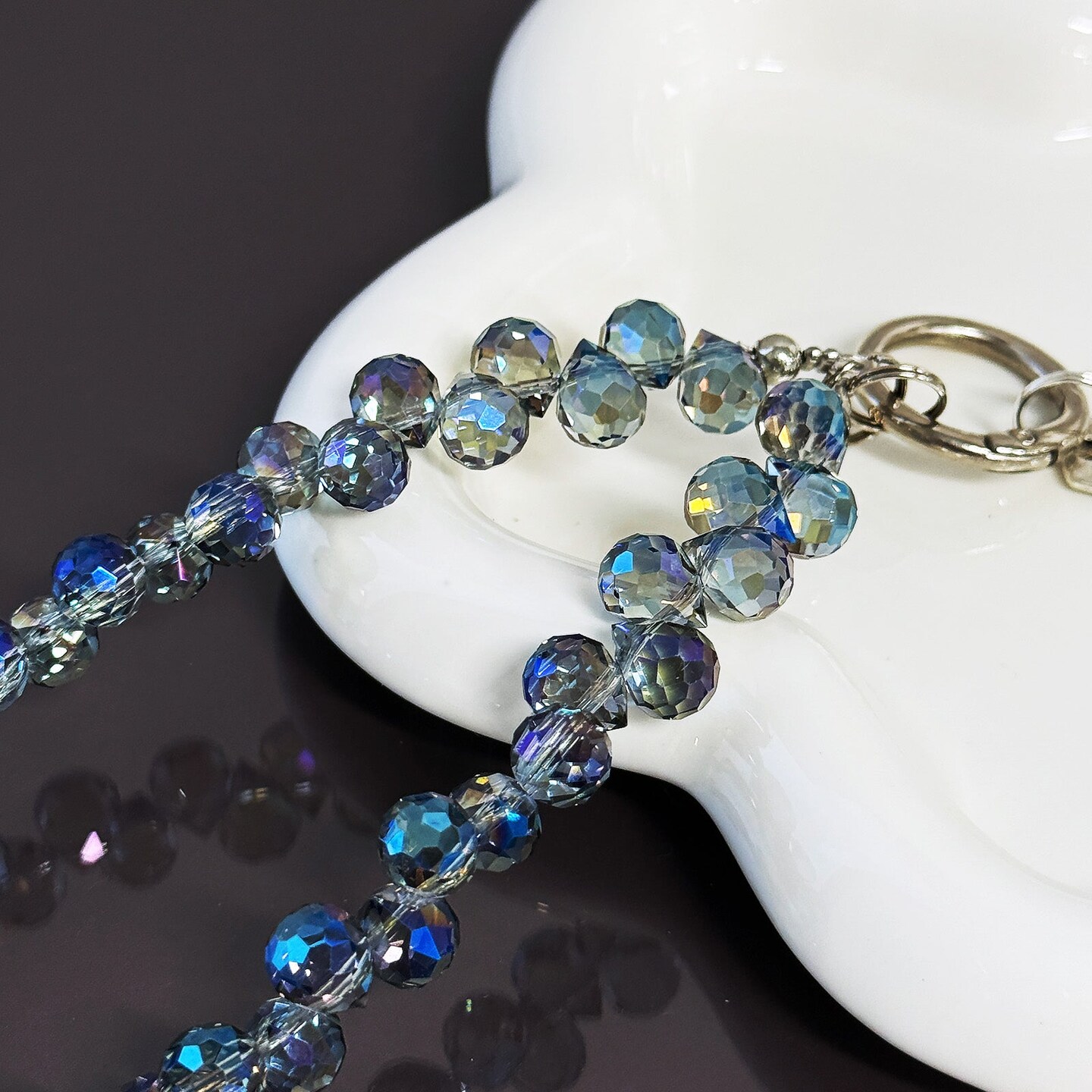 Wrapables Sparkling Beaded Cell Phone Wrist Strap, Keychain, Bag Charm with Lanyard Tether Tab, Blue Crystal