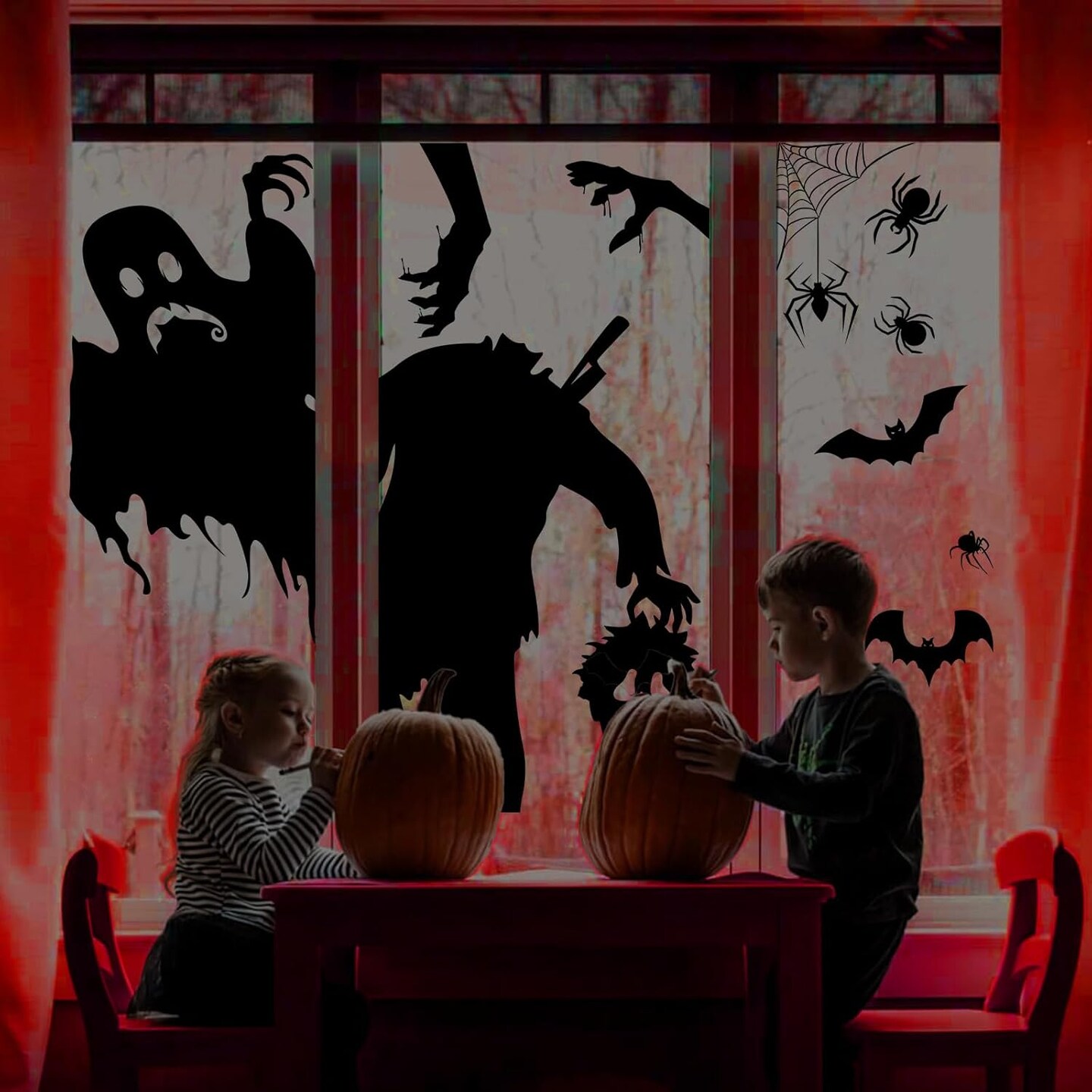 Large Halloween Window Clings Stickers, 4 Sheet Giant Spooky Halloween Decorations
