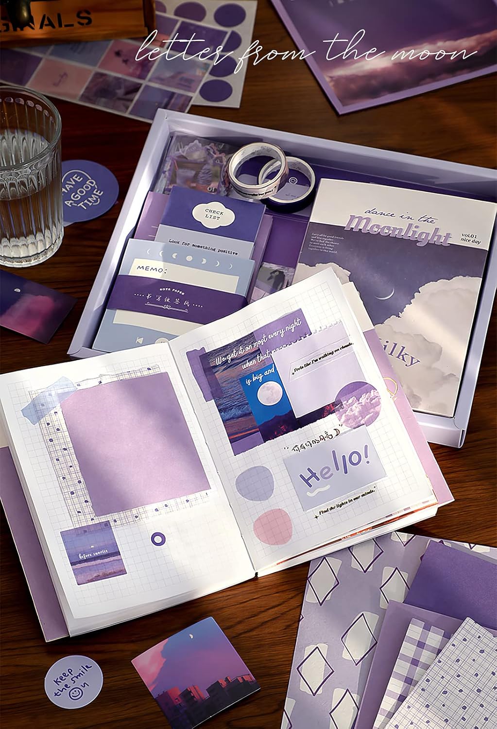 348pcs Aesthetic Scrapbook Supplies Kit (Moonlight)