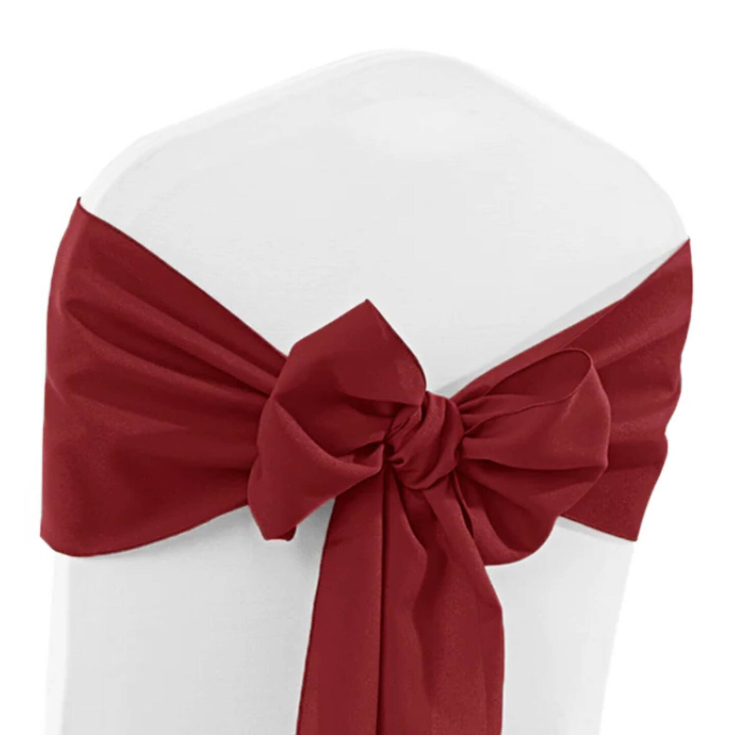 10 Pieces Burgundy Luxurious 8&#x22;x108&#x22; Polyester Chair Sashes Wrinkle Resistant Event Decor