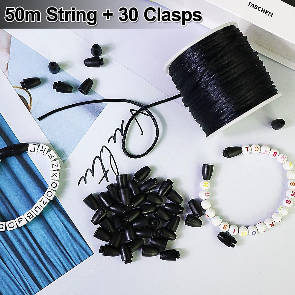 2mm Nylon Cord for Bracelets,Necklace,Jewellry Making Craft String Kit (Black)