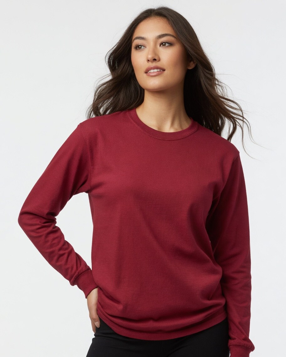 Gildan Heavy Cotton Long Sleeve Crewneck T-Shirt for Layering & Custom Printing 100% U.S. Cotton Tee