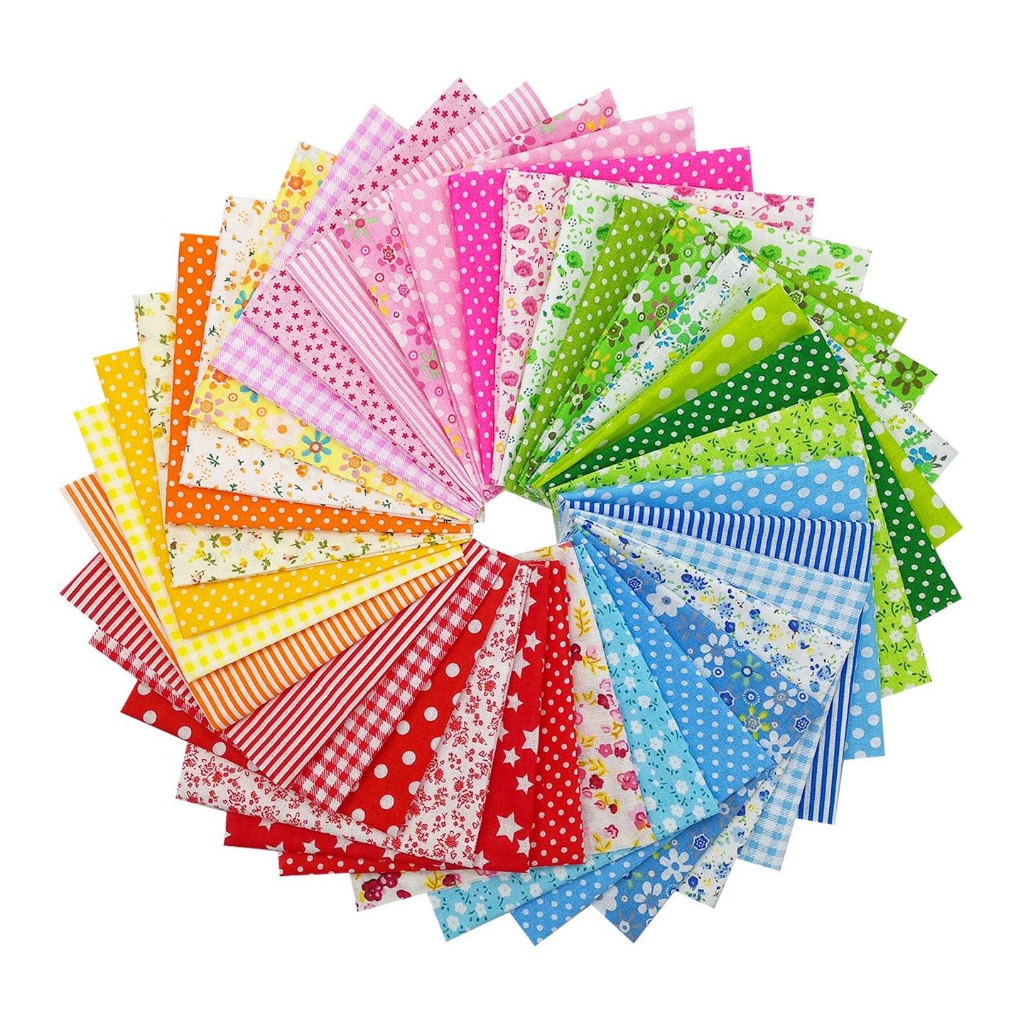 35Pcs Quilting Fabric Squares Sheets, 10"x10" Cotton Craft Fabric Bundle Patchwork Pre-Cut Quilt Squares for DIY Sewing Scrapbooking Quilting Dot Pattern(Bright Color Set)