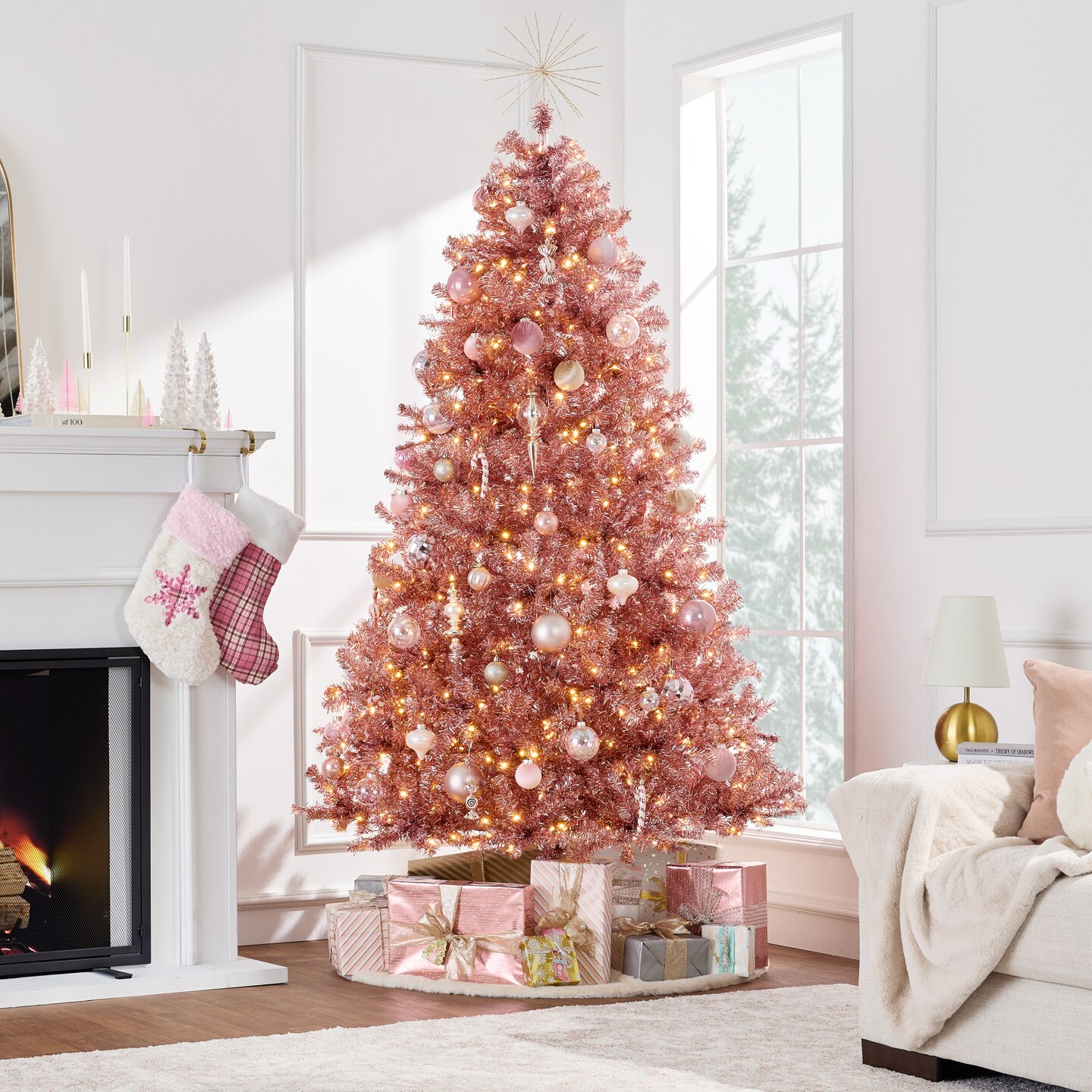 Best Choice Products Prelit Artificial Tinsel Christmas Tree Festive Holiday Decoration w/ Stand - Pink