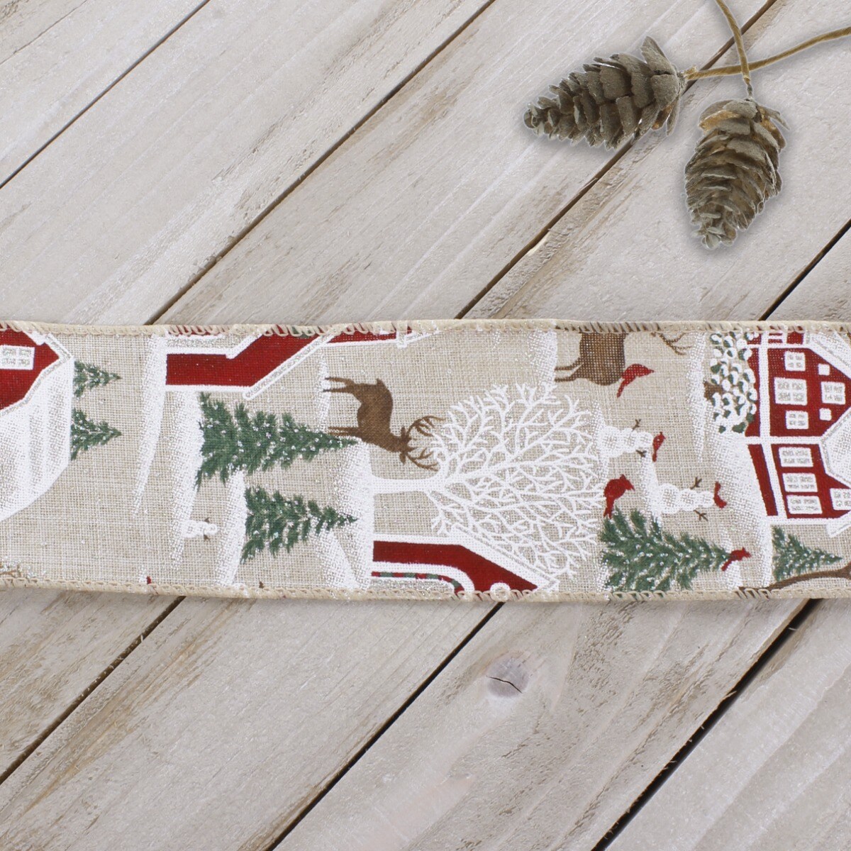 2 1/2&#x22; Wired Ribbon Snowy Winter Yard - 25 Yard