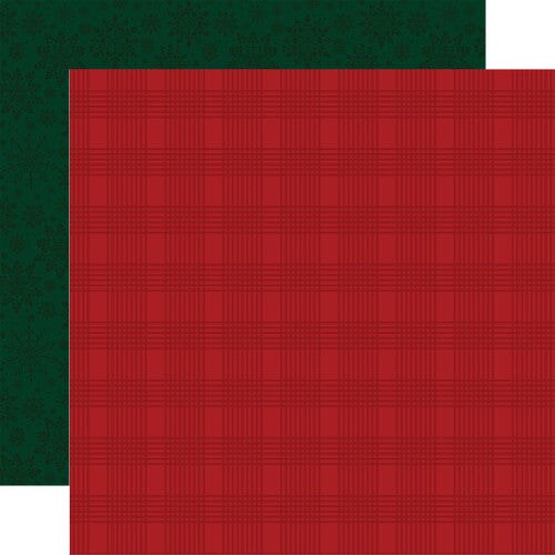 Echo Park Santa Claus Red Dashed Plaid 12x12 Patterned Paper