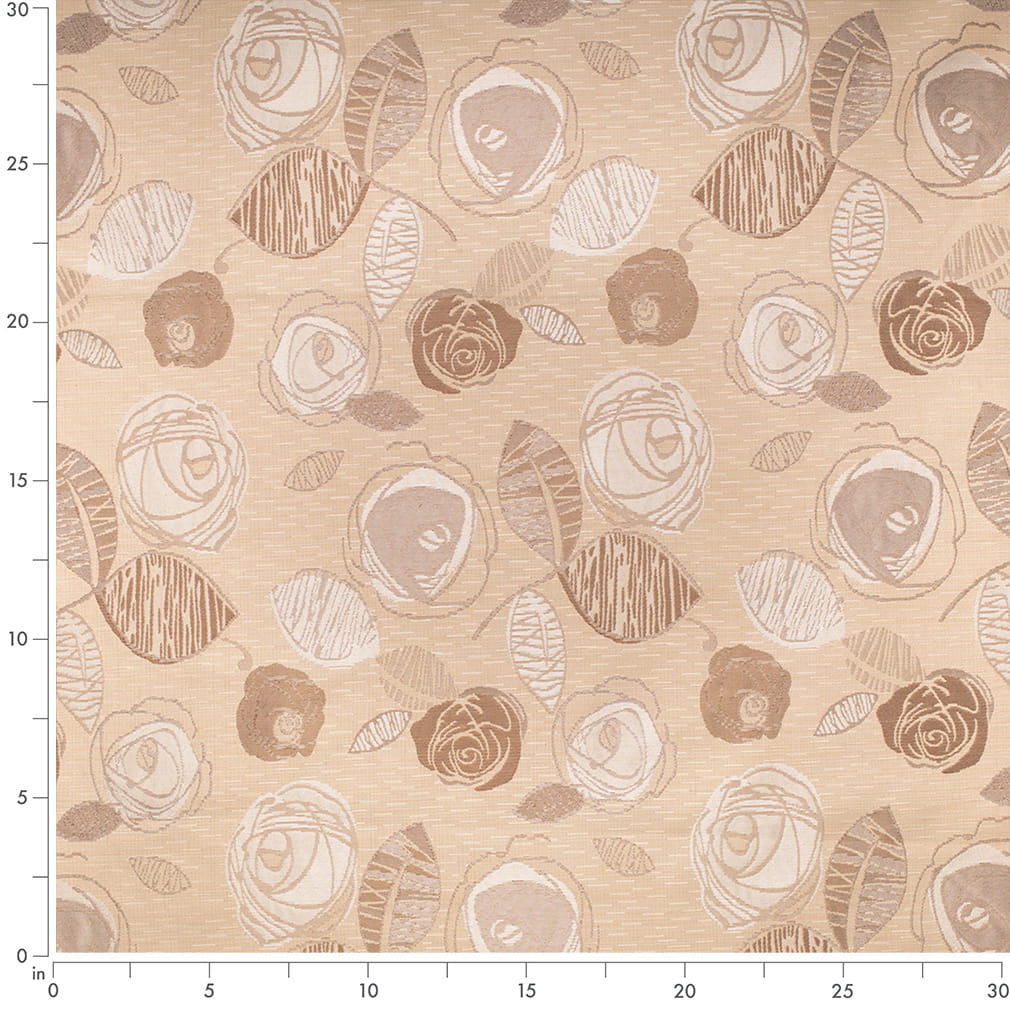 Natural Bloom - Beige Taupe Floral Upholstery Fabric 54 Inches"