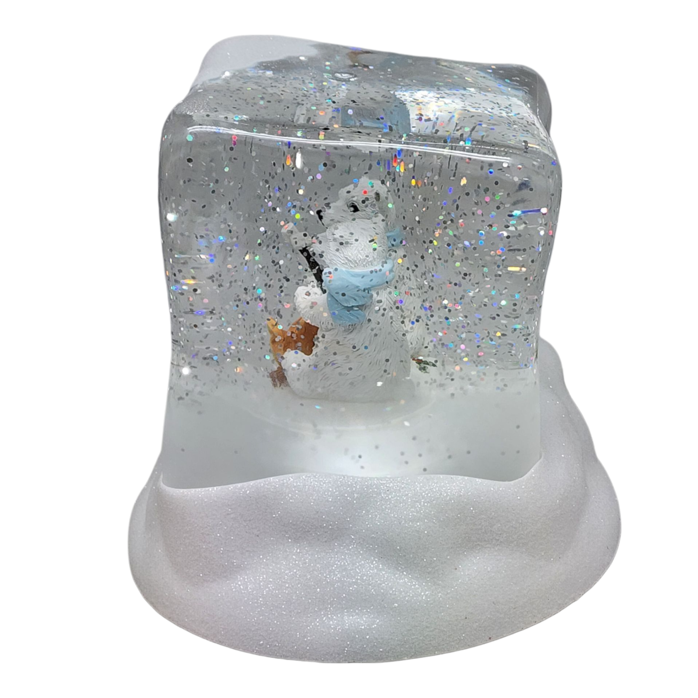 Lighted Swirl Polar Bears Cube Snowglobe