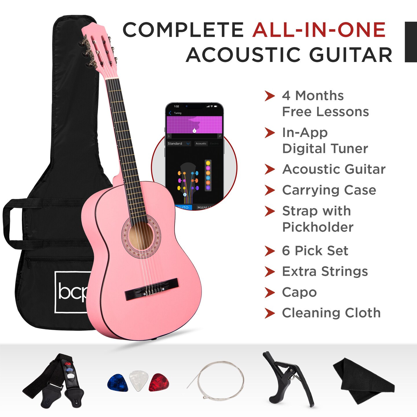 Best Choice Products 38in Beginner Acoustic Guitar Starter Kit w/ Gig Bag, Strap, Strings