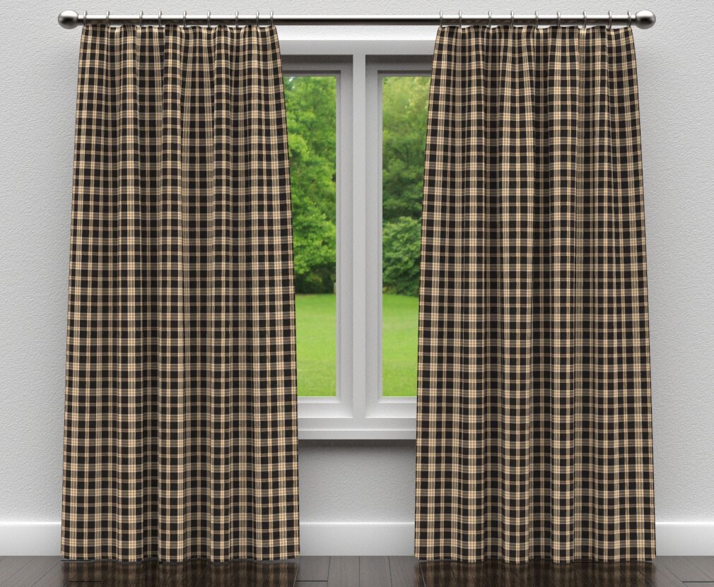 Onyx Plaid - Black Plaid Upholstery Fabric 54 Inches&#x22;