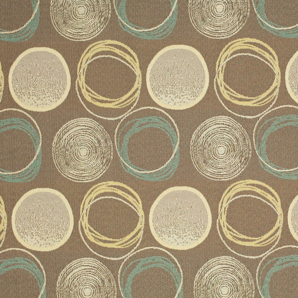 MInt Chocolate - Aqua Teal,brown Abstract Geometric Upholstery Fabric 54 Inches"