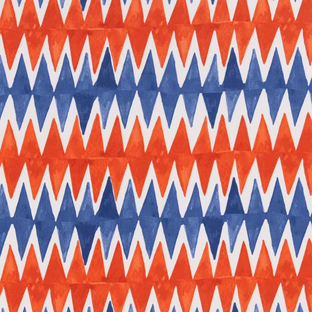 Fiesta - Blue,Orange & Rust Abstract & Geometric Upholstery Fabric 54 Inches"