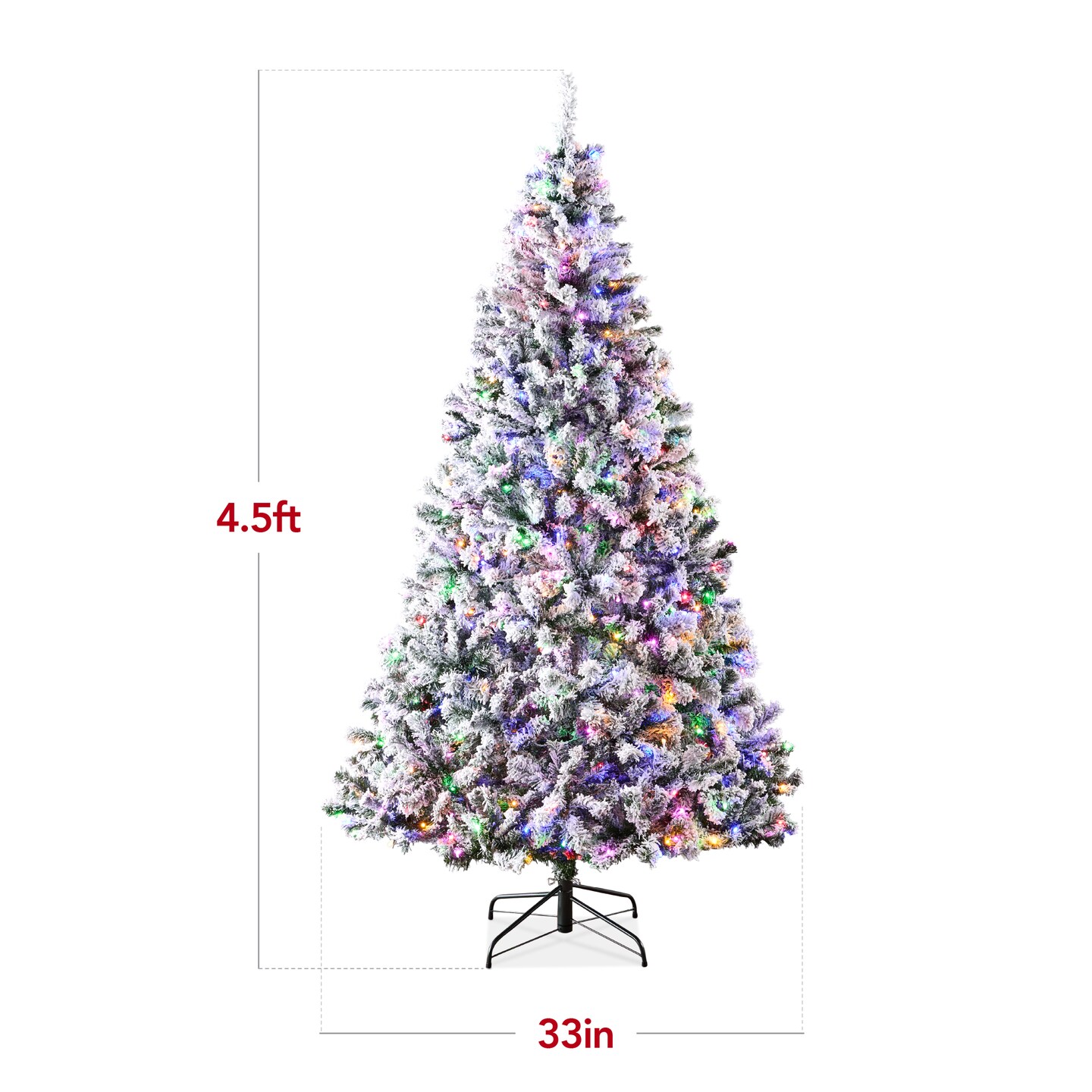 Best Choice Products Pre-Lit Holiday Christmas Pine Tree w/ Flocked Branches, Warm-White &#x26; Multicolored Lights