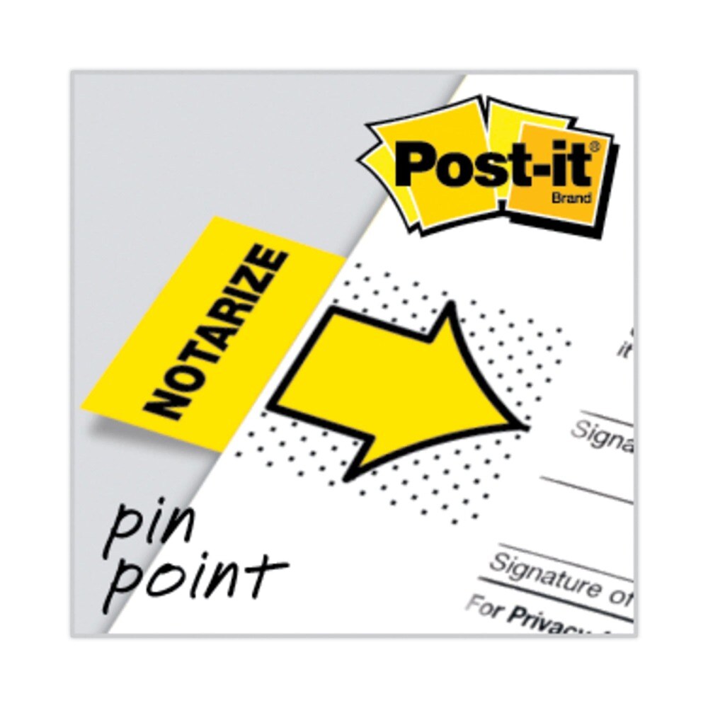Post-it Flags 1 in. Notarize Arrow Message Page Flags - Yellow (100/Pack)