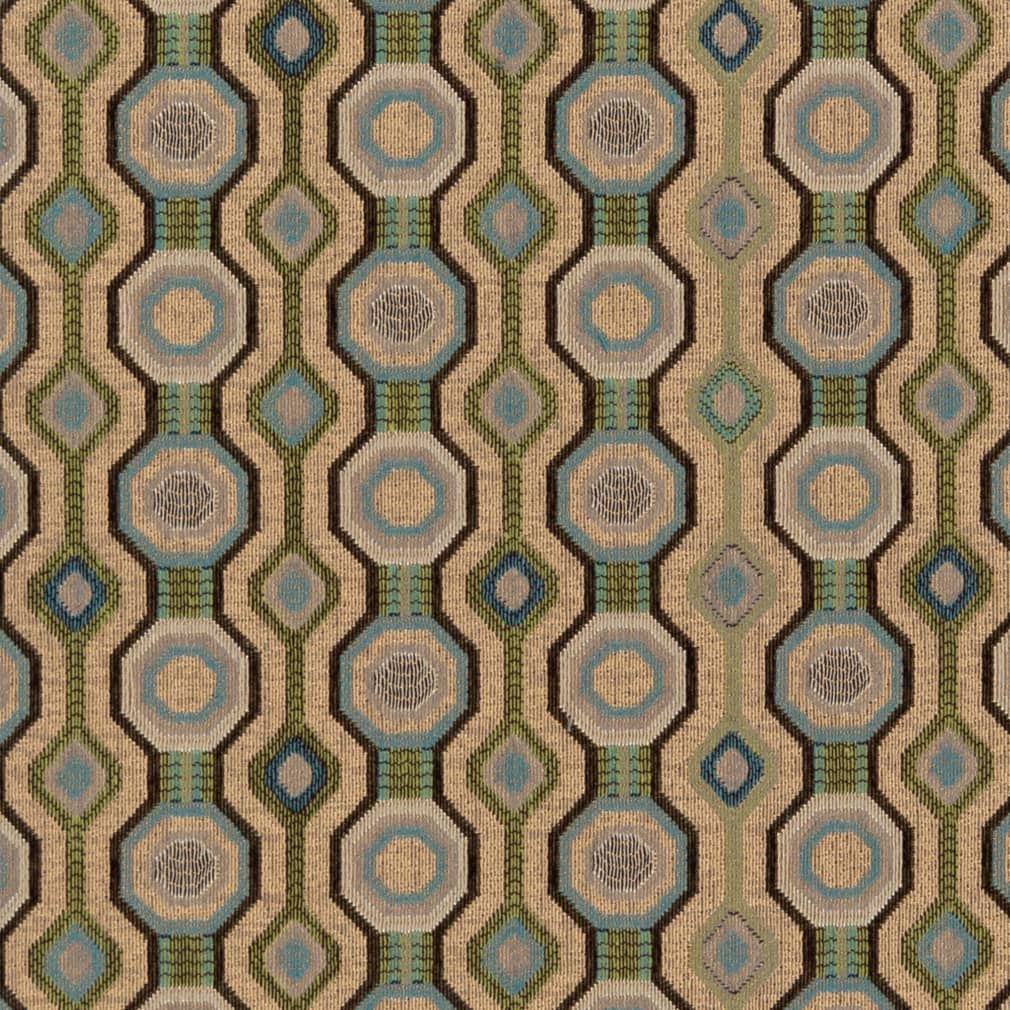 Oasis - Aqua Teal,green Abstract Geometric Upholstery Fabric 54 Inches"