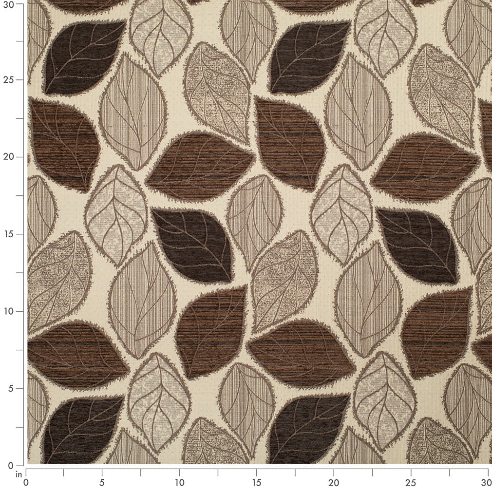 Godiva - Brown Abstract Geometric,leaves Upholstery Fabric 54 Inches"