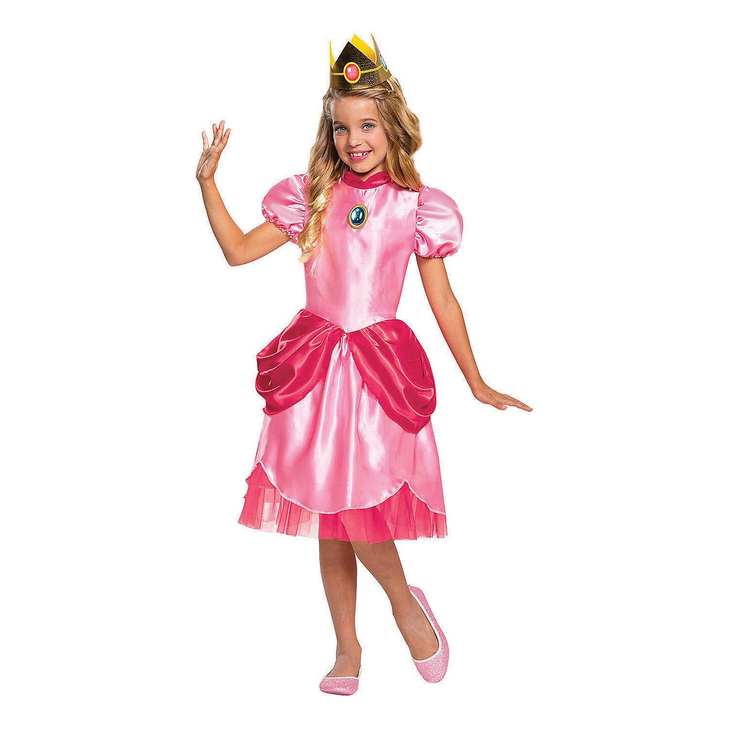 Princess Peach Classic Costume for Girls Magical Halloween Dress Up Fun
