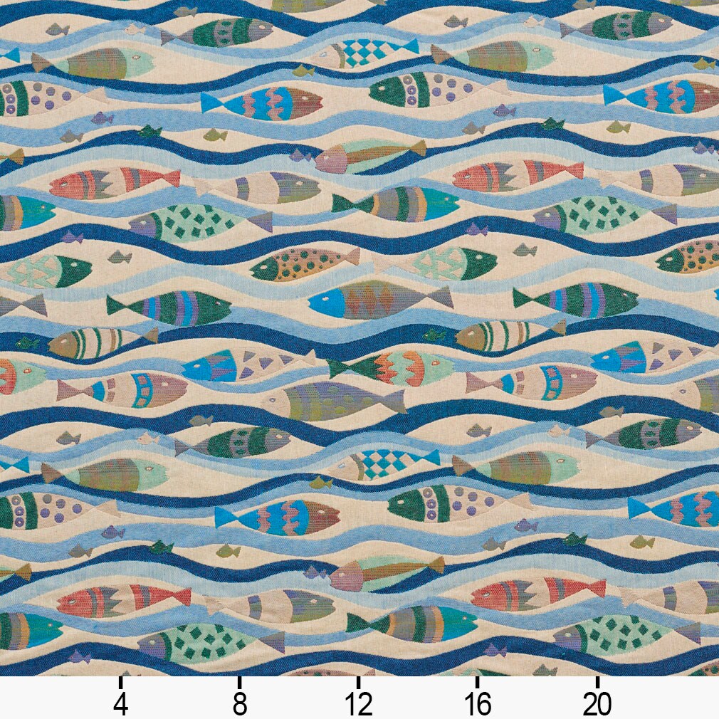 Upholstery Fabric - Blue Novelty Upholstery Fabric 54 Inches"