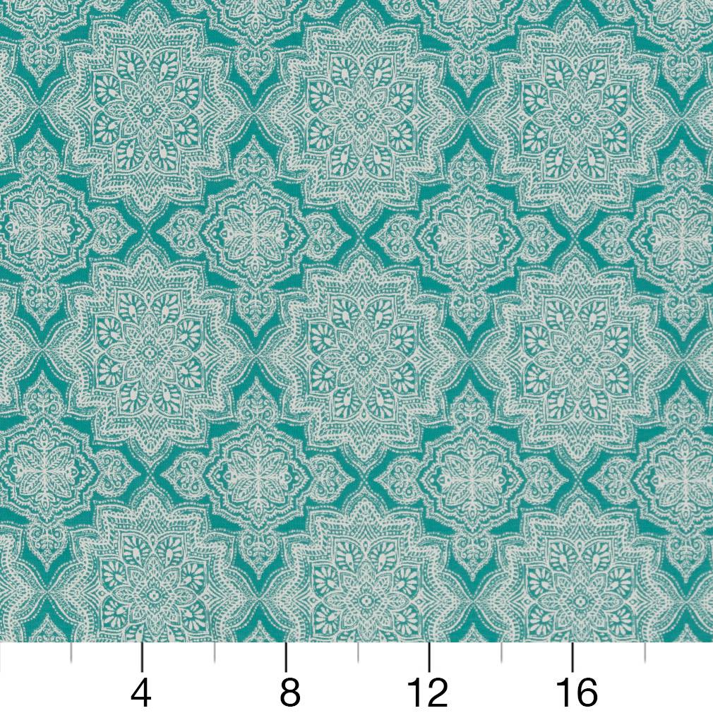 Lagoon Mandala - Aqua & Teal Abstract & Geometric,Global Upholstery Fabric 54 Inches"