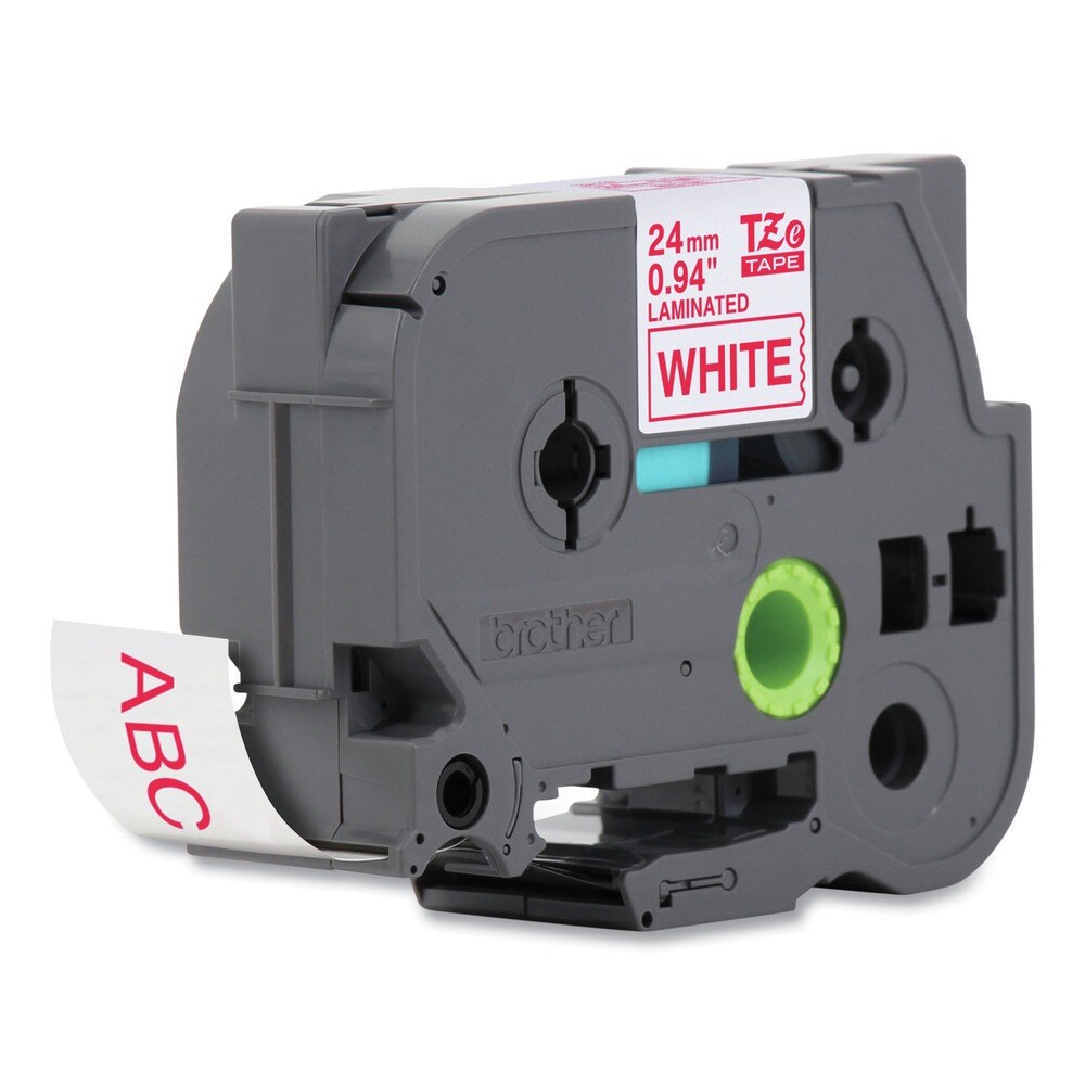 Brother P-Touch 0.94 in. x 26.2 ft. TZe Standard Adhesive Laminated Labeling Tape - Red on White