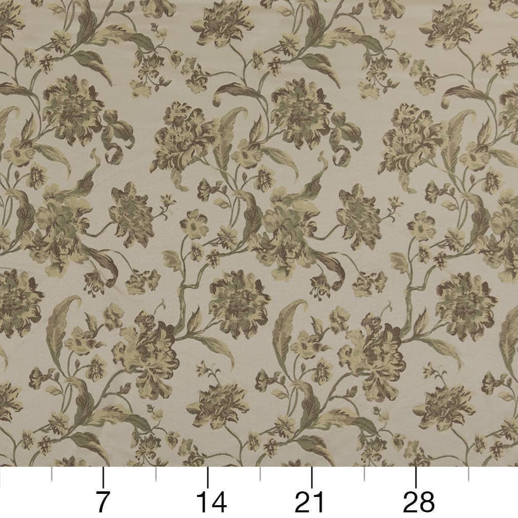 Prairie Cecile - Beige & Taupe,Green Floral Upholstery Fabric 54 Inches"