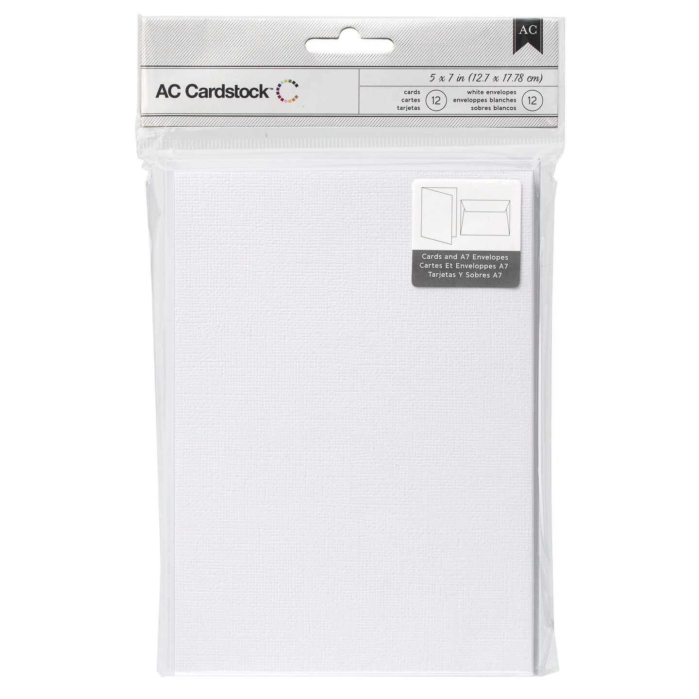American Crafts A7 Cards W/Envelopes (5.25&#x22;X7.25&#x22;) 12/Pkg-White