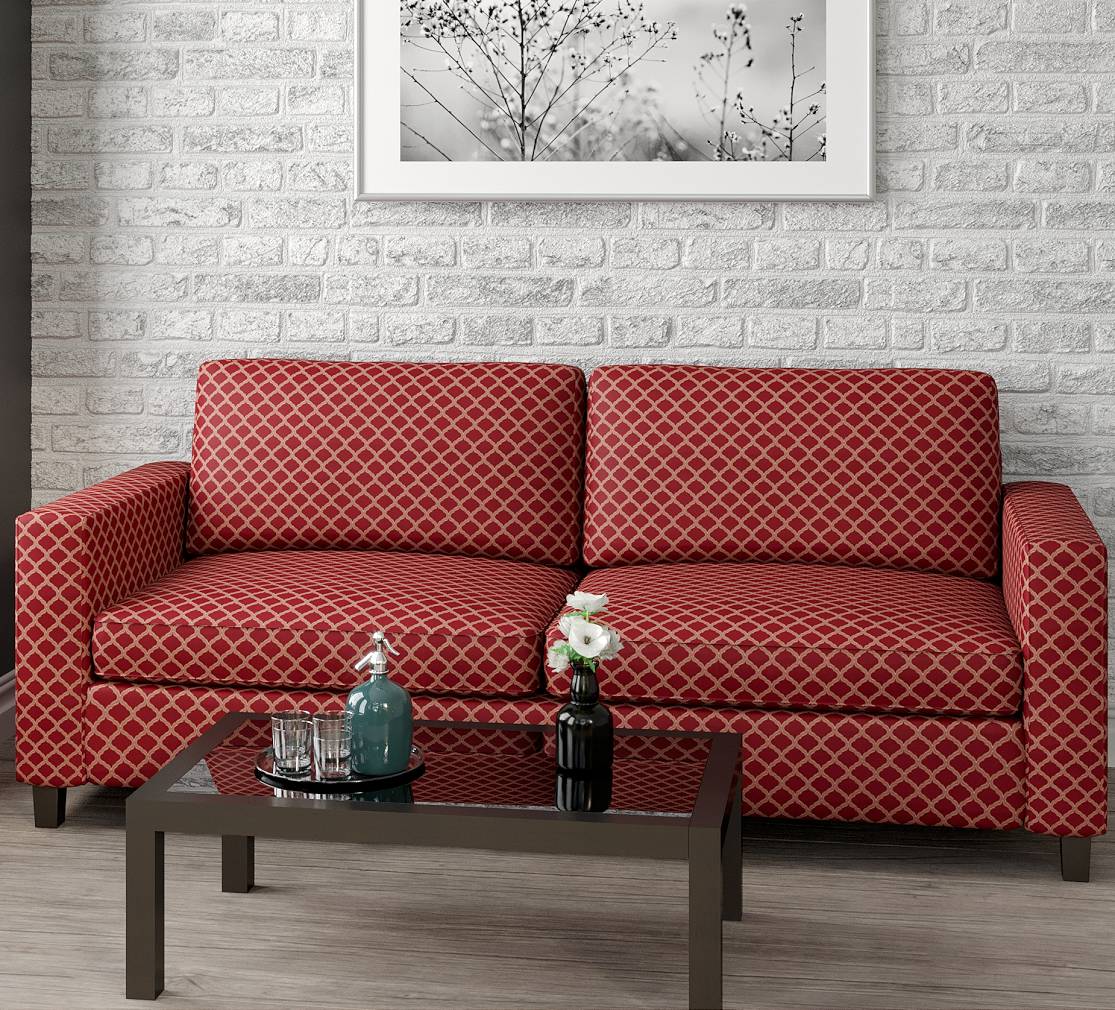 Merlot Ogee - Red & Burgundy Abstract & Geometric,Small Scale Upholstery Fabric 54 Inches"