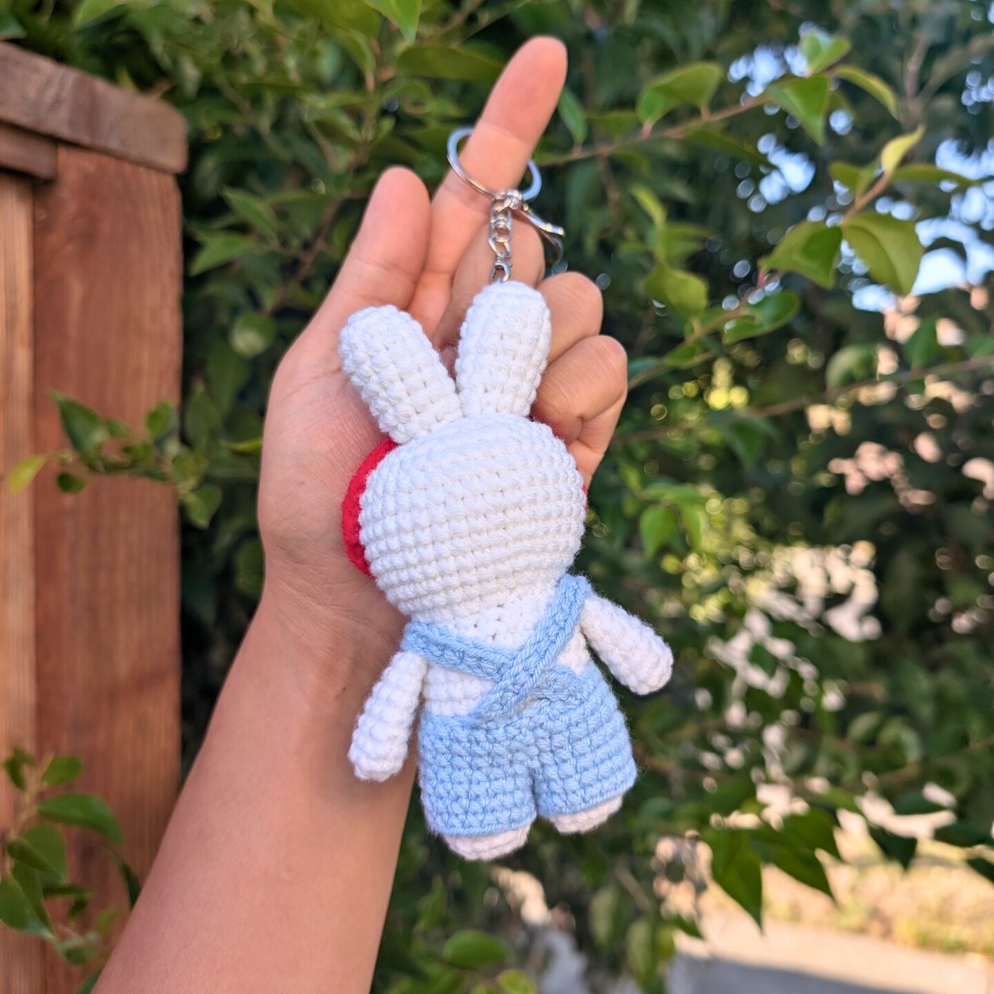Bunny with Tomato Headband Crochet Keychain | Cute Handmade Rabbit