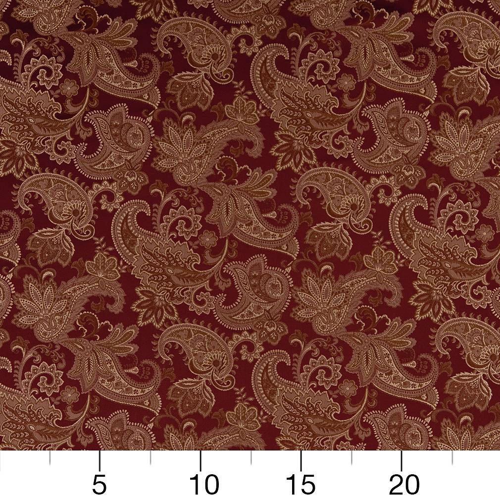 Merlot Paisley - Red &#x26; Burgundy Floral,Paisley Upholstery Fabric 54 Inches&#x22;