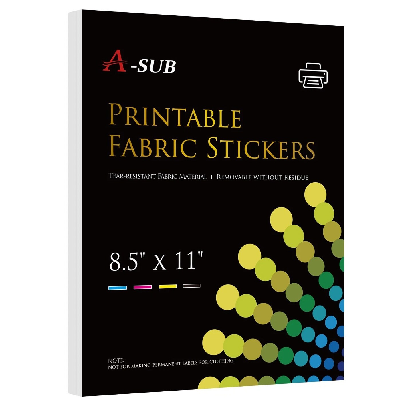 ASUB Printable Fabric Sticker Paper, Waterproof & Durable 8.5" x 11