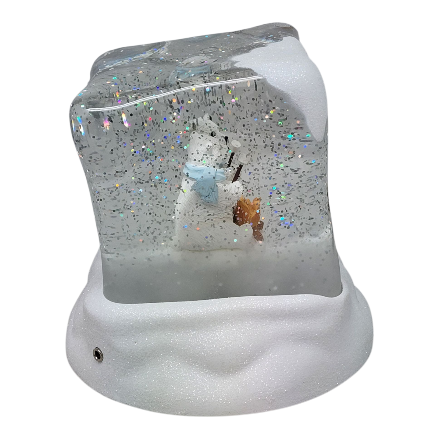 Lighted Swirl Polar Bears Cube Snowglobe