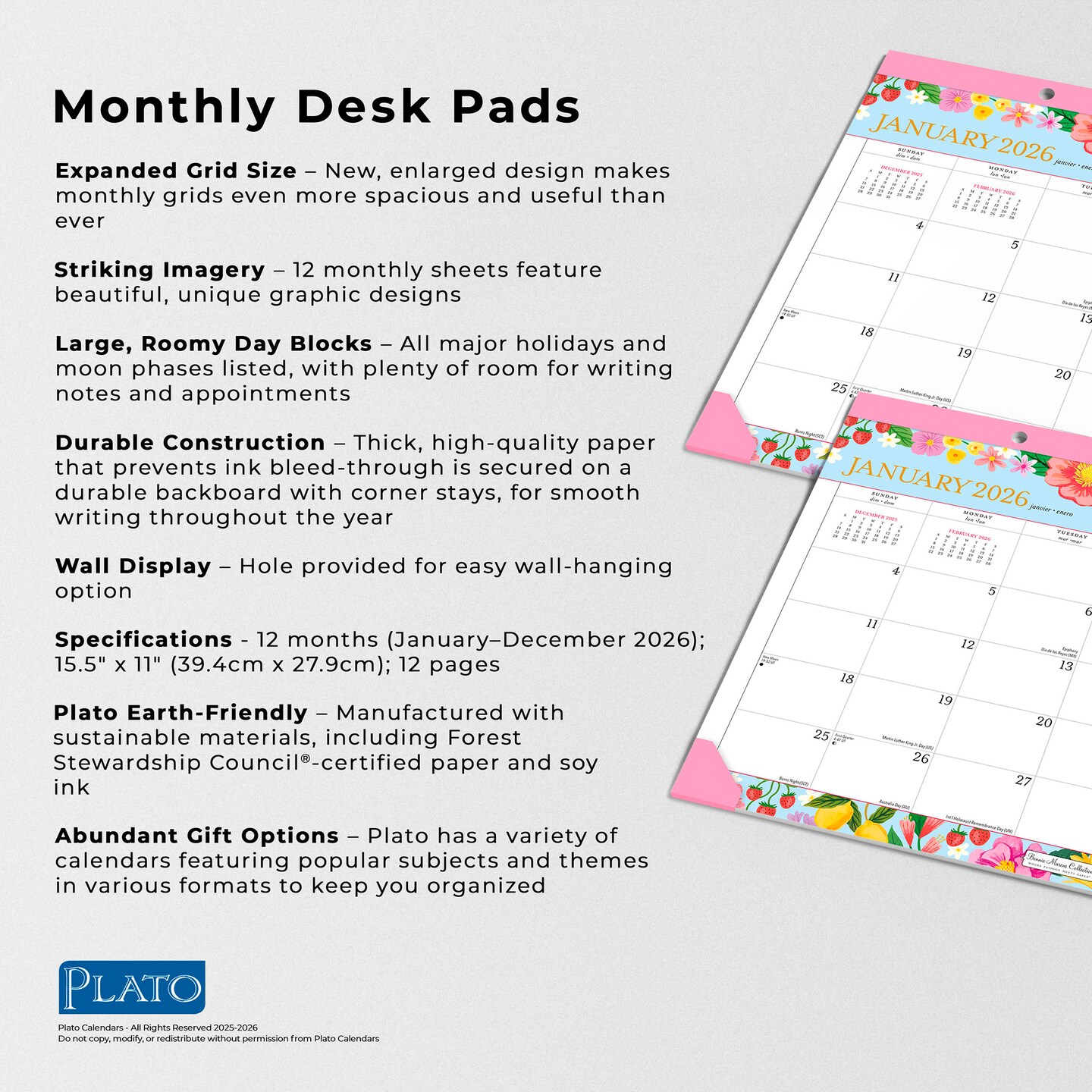 Bonnie Marcus OFFICIAL | 2026 15.5 x 11 Inch Monthly Desk Pad Calendar