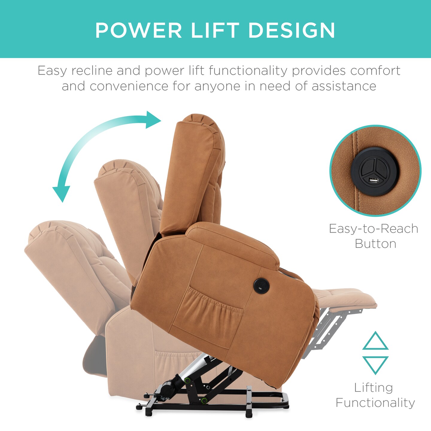 Best Choice Products Electric Power Lift Recliner Massage Chair Furniture w/ USB Port, Heat, Cupholders